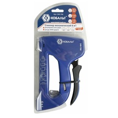 Степлер механический КОБАЛЬТ 6в1, скобы 6-14мм(тип 53/140/13),скобы для кабеля(10-14мм),шпильки(до 14мм), гвозди (12-16мм),рег.уд.(240-706)