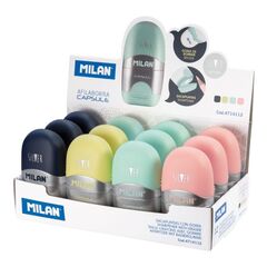 Pozan/ластик/Dısplay 12 eraser+sharpener capsule sılv