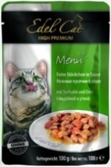 Пауч для кошек Edel Cat нежные кусочки в соусе, индейка, утка