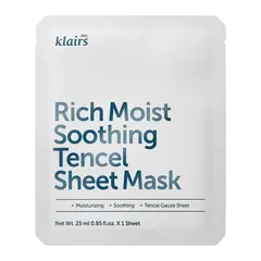 Dear, Klairs Маска для лица тканевая успокаивающая - Rich moist soothing tencel sheet mask, 25мл