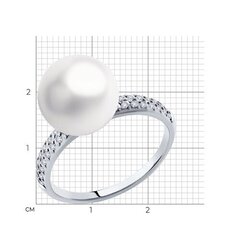 791168 - Кольцо из белого золота с жемчугом и фианитами Swarovski