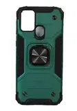 Противоударный чехол для Samsung Galaxy M31 M315 зеленый с пластиной для магнитного автодержателя и кольцом подставкой / чехол накладка для телефона Самсунг Галакси М31 трансформируется в подставку / чехол с держателем на палец