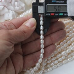 Жемчуг натуральный речной, рис, 5,7-7,2 мм, 1 нить, Ж024