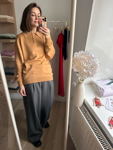 Джемпер поло из 100% мериноса Loro Piana оленёнок