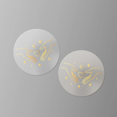 Стикер №12, Руки с сердечком, с фольгой, 3 см, 5 шт.