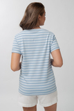 Футболка для беременных и кормящих 12527 голубой тофу полоска