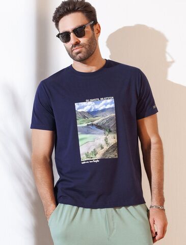 Футболка из премиального хлопка с авторским принтом  U49.026 (95358)