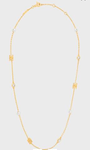 Колье цепочка CELINE с миниподвесками в виде логотипа и жемчугом