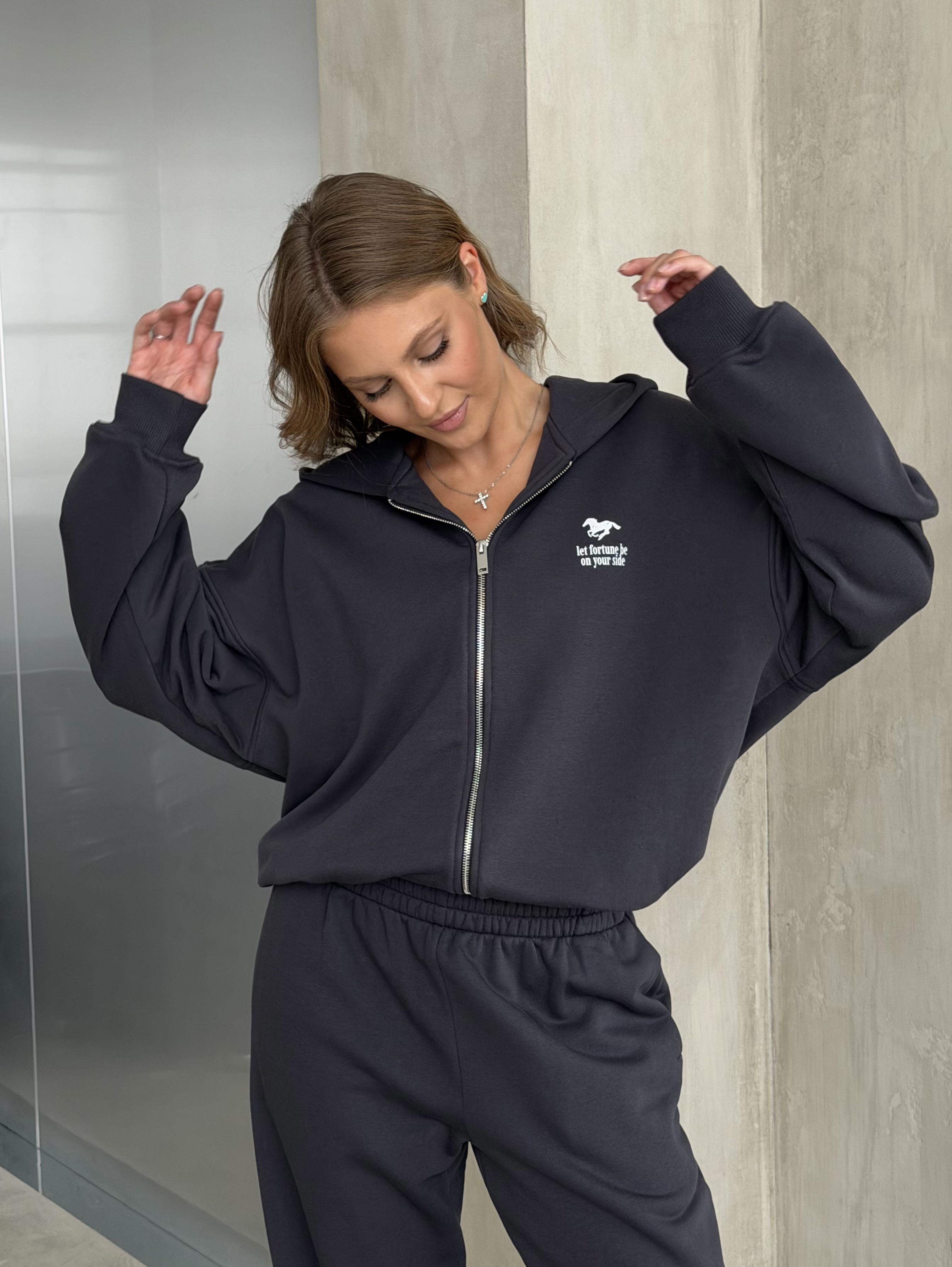 Худи на молнии 04, графит