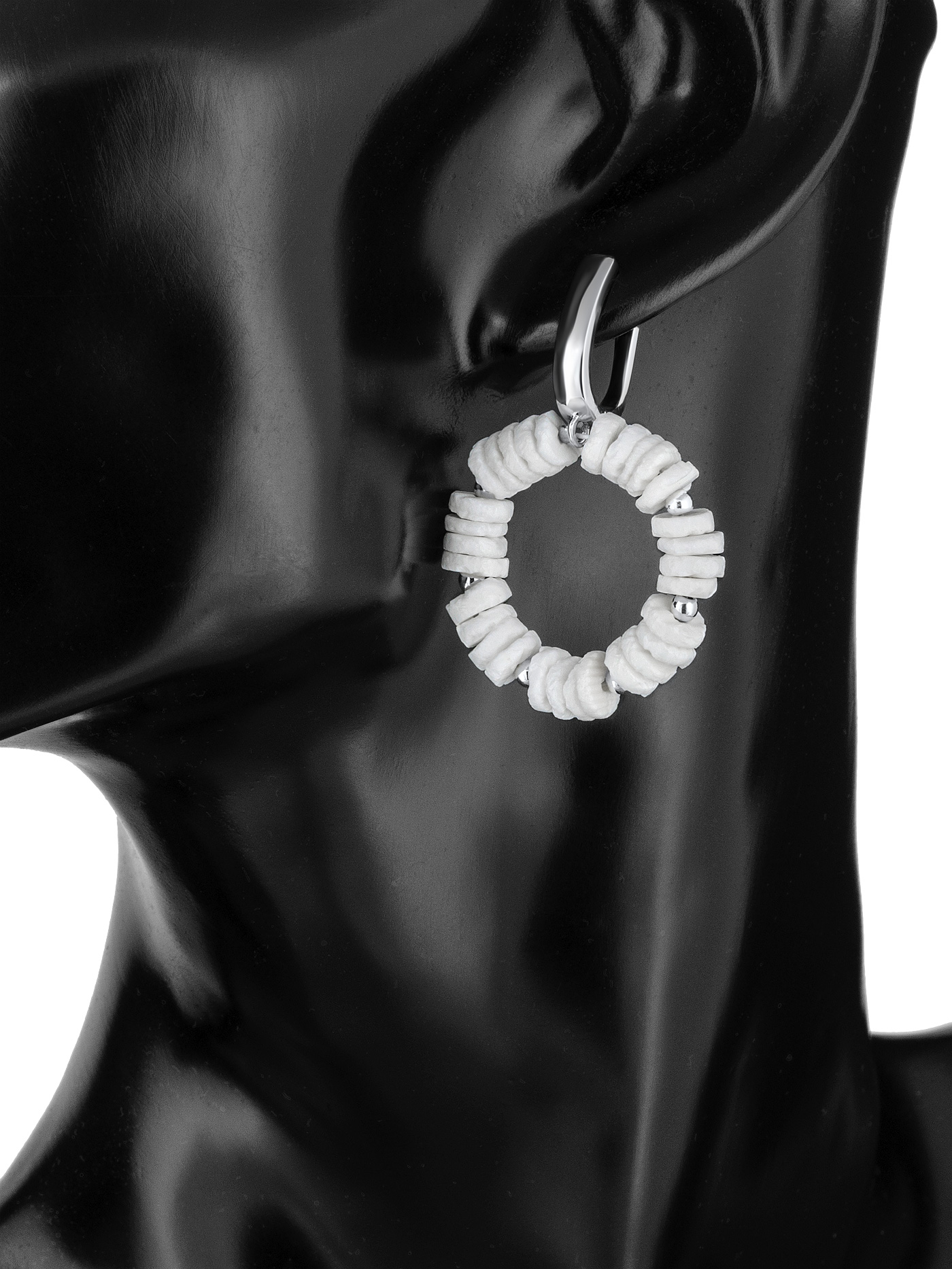 Серьги кольца с кораллом