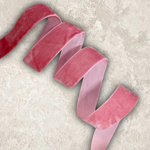 лента бархатная 2см, розовый (1метр)