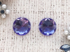 Стразы пришивные акрил, d 1,6 см, фиолетово-синий