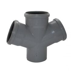 Крестовина ПП (полипропилен) для канализации (полипропилен) для канализации косая 45гр. Дн 50-50-50, с уплотнительным кольцом