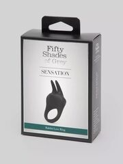 Черное эрекционное виброкольцо Sensation Rechargeable Vibrating Rabbit Love Ring - 