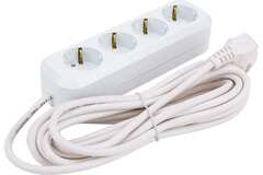 Удлинитель 5м, 4 гнезда, ПВС 3х1, с заземл.конт, Универсал E-304, 16973
