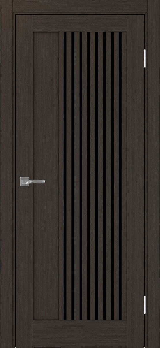 Дверь межкомнатная Оптима Порте Турин 544.12, цвет венге, экошпон, стекло лакобель черное