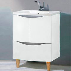 BelBagno BB800SHVC/BL ALDA База под раковину напольная, с двумя распашными дверцами и одним выдвижным ящиком BB800SHVC/BL Bianco Lucido, 800x480x850 фото