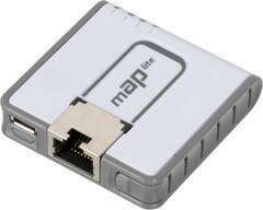 MikroTik mAP lite with 650Mhz CPU, 64MB RAM, 1xLAN, built-in Dual Chain 2.4Ghz 802.11bgn Dual Chain wireless with integrated antennas, RouterOS L4, plastic case, PSU