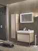 Шкафчик для раковины Geberit Citterio, с одним выдвижным ящиком: B=73.4см, H=55.4см, T=50.4см, бежевый / глянцевое стекло, светлый дуб / меламин, структура дерева