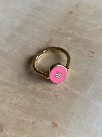 Кольцо Аврора розовое, позолоченное серебро