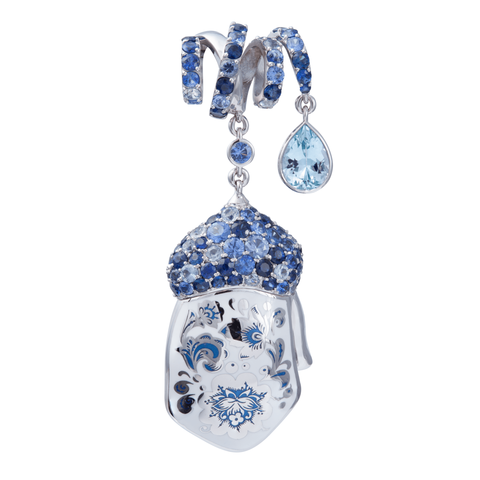 Подвеска Варежка с эмалью, сапфирами и топазом Swiss, Эмаль P0096-0/16