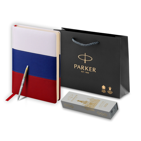 Подарочный набор: Шариковая ручка Parker Jotter + ежедневник, триколор