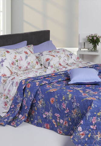 Постельное белье 2 спальное евро Mirabello Campagna In Fiore синее