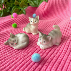 Кошка, котенок, киска, реалистичные, фигурки декоративные, 2,5-3,5 см, кукольные миниатюры, набор 3 шт.
