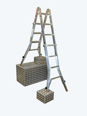 Шарнирная телескопическая лестница с выдвижными боковинами TELEVARIO 4х4 (129970)