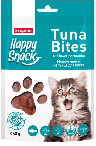 купить бефар Beaphar Happy Snack Tuna Bites мягкие чипсы из тунца для кошек и котят