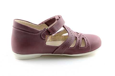 Туфли Тотто из натуральной кожи на липучке для девочек, цвет ирис фиолетовый. Изображение 4 из 12.