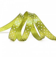 Лента атласная горох, ш. 1 см, оливка