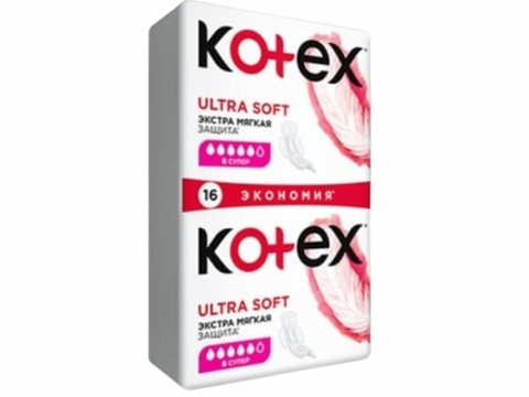 Прокладки KOTEX Ultra Dry&Soft Super Duo 16 шт РОССИЯ