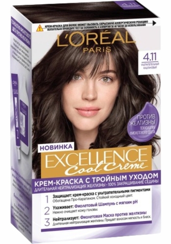 Краска д/волос L'OREAL EXCELLENCE 4.11 Ультра пепельный Каштановый РОССИЯ