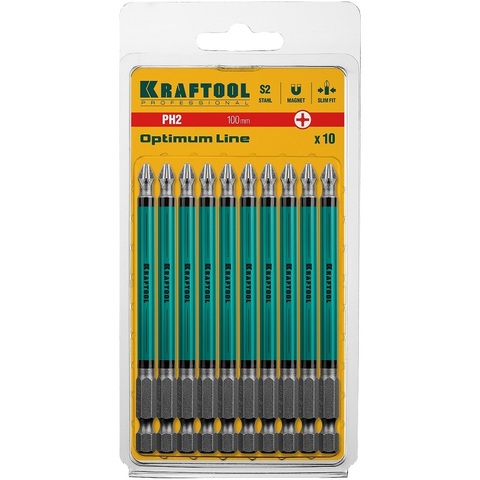 KRAFTOOL OPTIMUM PH 2, 100 мм, 10 шт, Биты (26122-2-100-10)