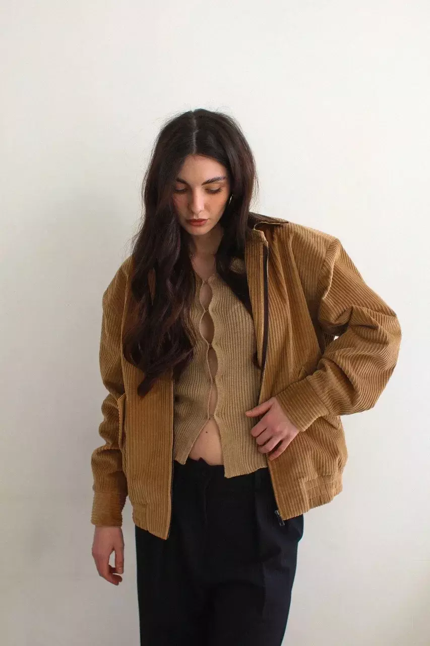 Жакет (бомбер) вельветовый, бежевый