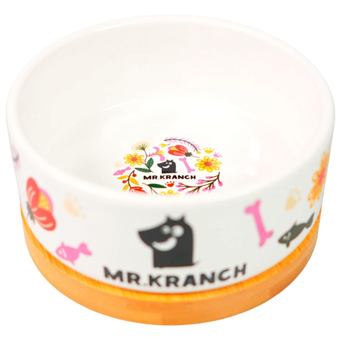 Миска Mr.Kranch Bamboo 340 мл Цветы Прованса керамическая на бамбуковой подставке розовая