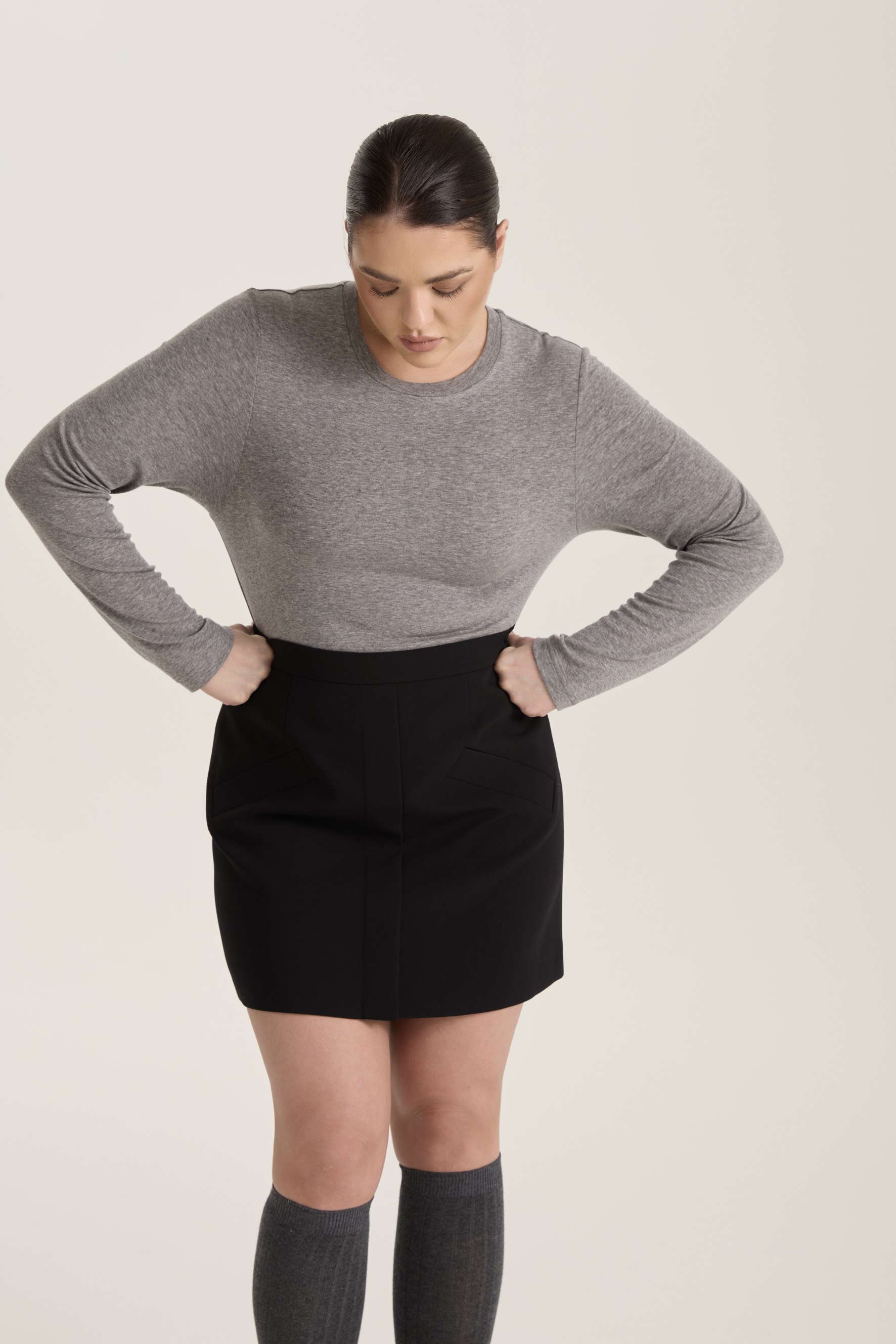 Юбка мини с планкой, черный