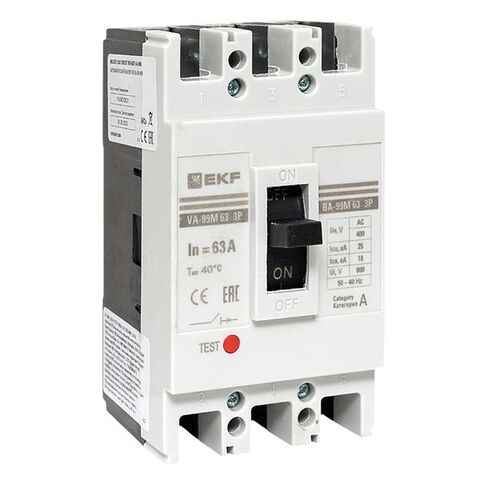 Выключатель автоматический в литом корпусе ВА-99М 63/63А 3P 10In 25кА с термомагнитным расцепителем EKF