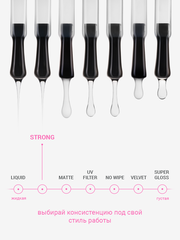 Топ для ногтей без липкого слоя твёрдый (No wipe top gel STRONG), 15 ml