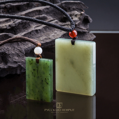 Подвес "Тетрагон" малый. Зелёный нефрит.