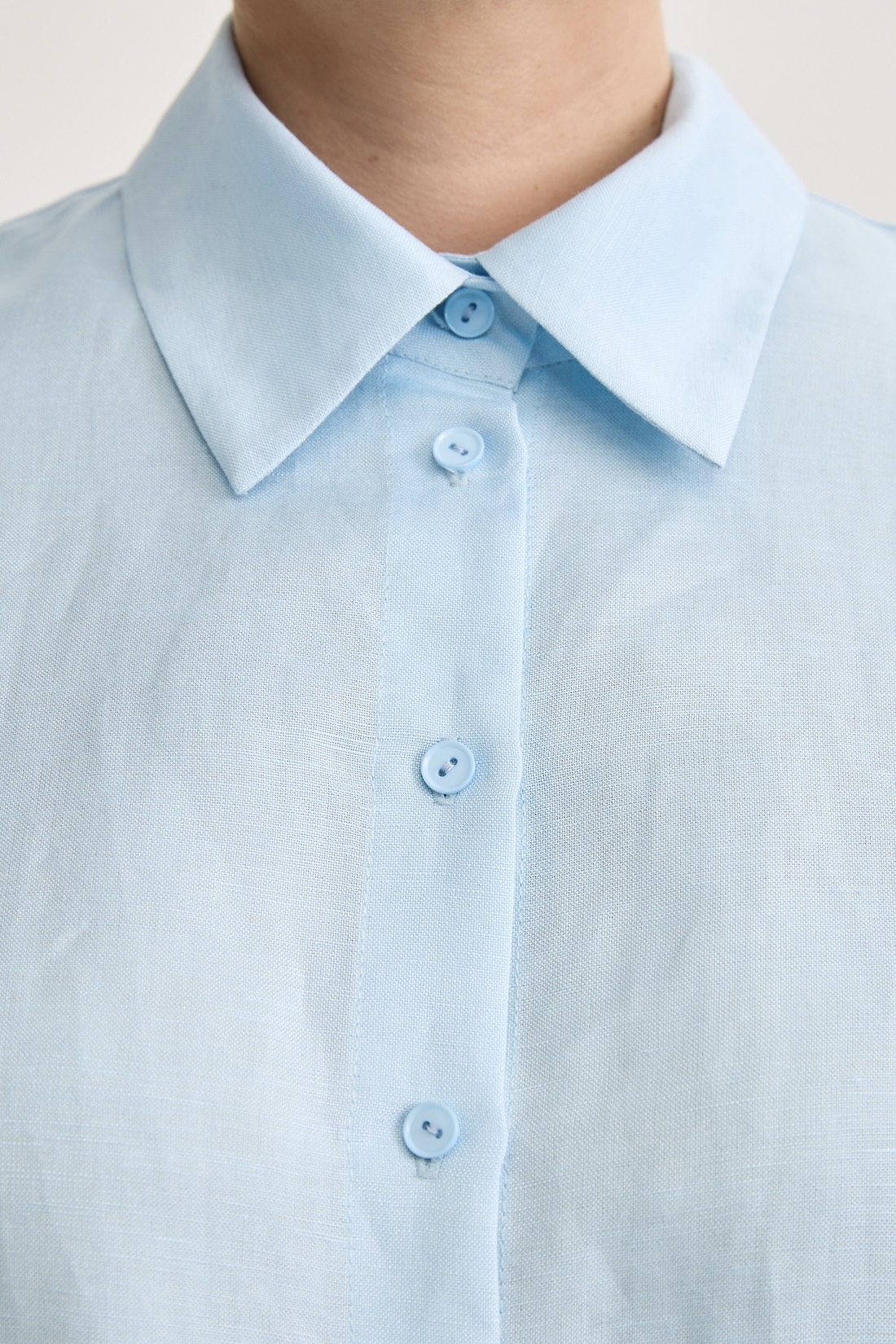 Рубашка с длинным рукавом изо льна, голубой