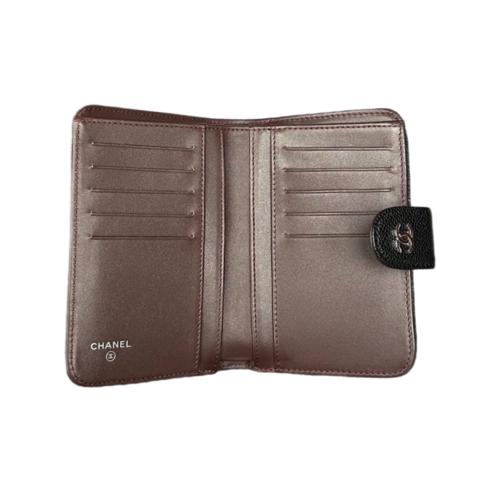 Черный стеганый кожаный кошелек Chanel с L-молнией для женщин