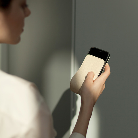 Чехол для iPhone 12 Mini из натуральной кожи теленка, молочного цвета