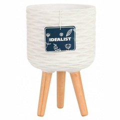 Кашпо Патерн Круглое с Подставкой, Idealist Lite, слоновая кость, D30 H49см, 19л