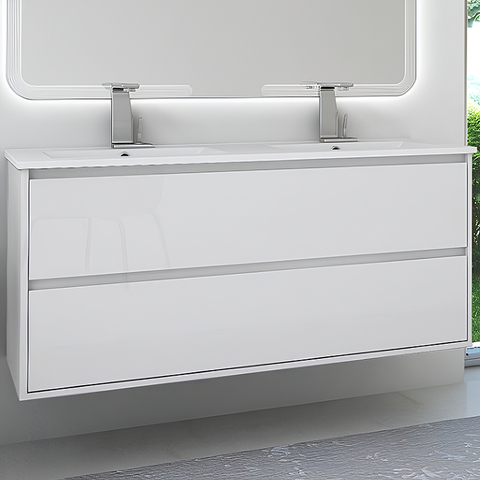 Cezares 41809 GLASS База под раковину с двумя выдвижными ящиками 41809 Bianco Lucido, 120x46x55