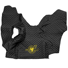 Ковры VOLVO FM до 2008 года (экокожа, черный, черный кант, желтая вышивка)