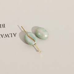 Подвеска Кофе зерно, бирюзовый, акрил, 10*8 мм, Ф062