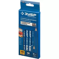 ЗУБР  КСП HB, 180 мм, утолщенный стержень 3*6 мм, Строительный карандаш плотника, ПРОФЕССИОНАЛ (4-06305-18)