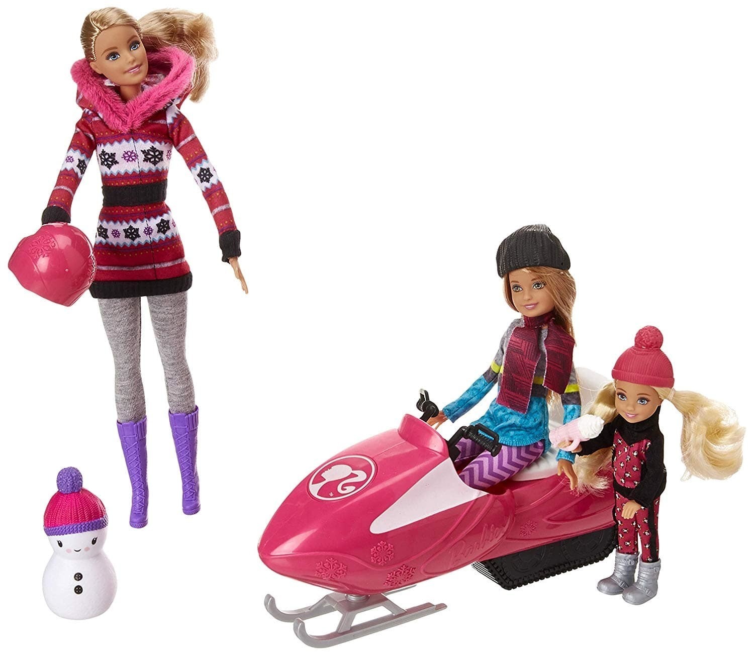 Набор кукол Barbie сестры со снегоходом, 30 см, fdr73
